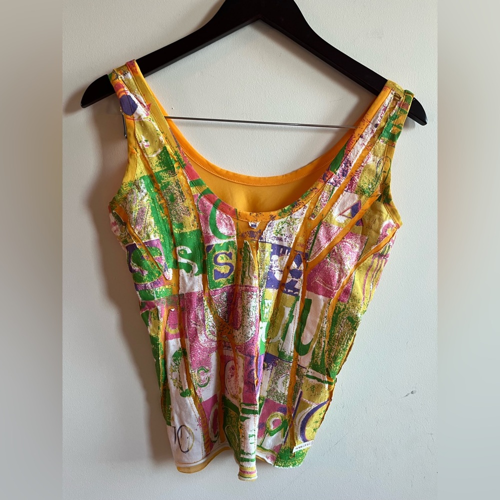 Parasuco Y2K Orange abstract sheer cropped top - Picture 1 of 12